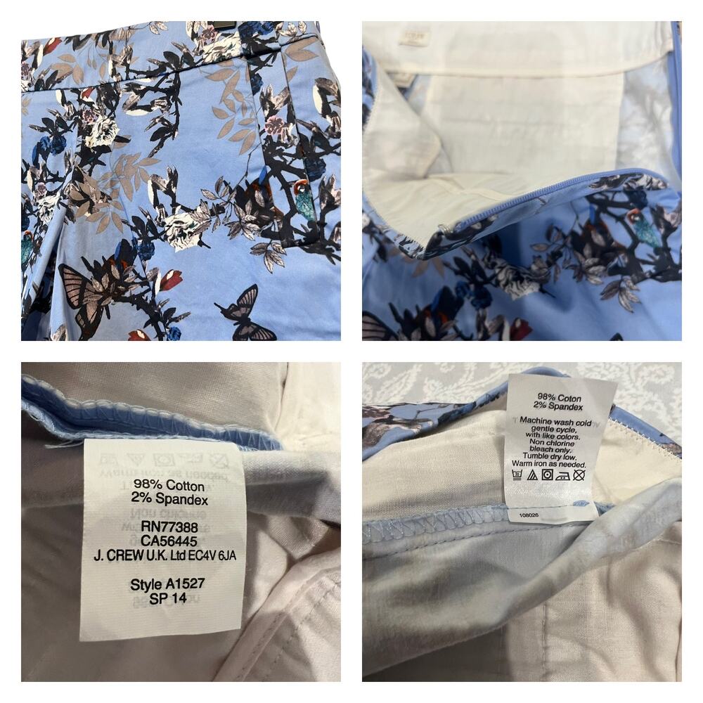 J.Crew Factory Bontanical Floral Bird Chino Shorts Size 6 - Picture 3 of 5